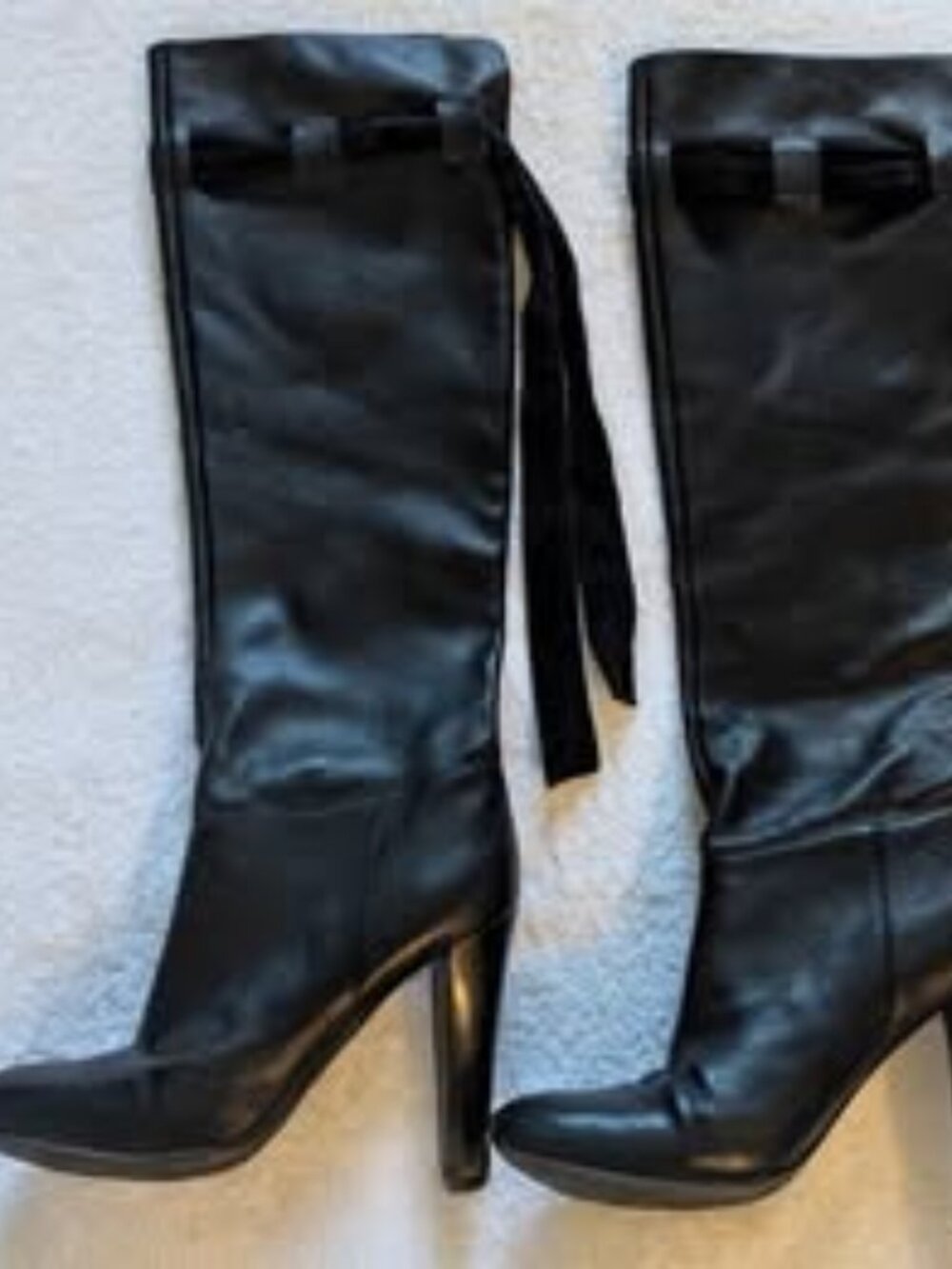 Charles David Black Leather Knee High Heeled Boots Women’s 8B